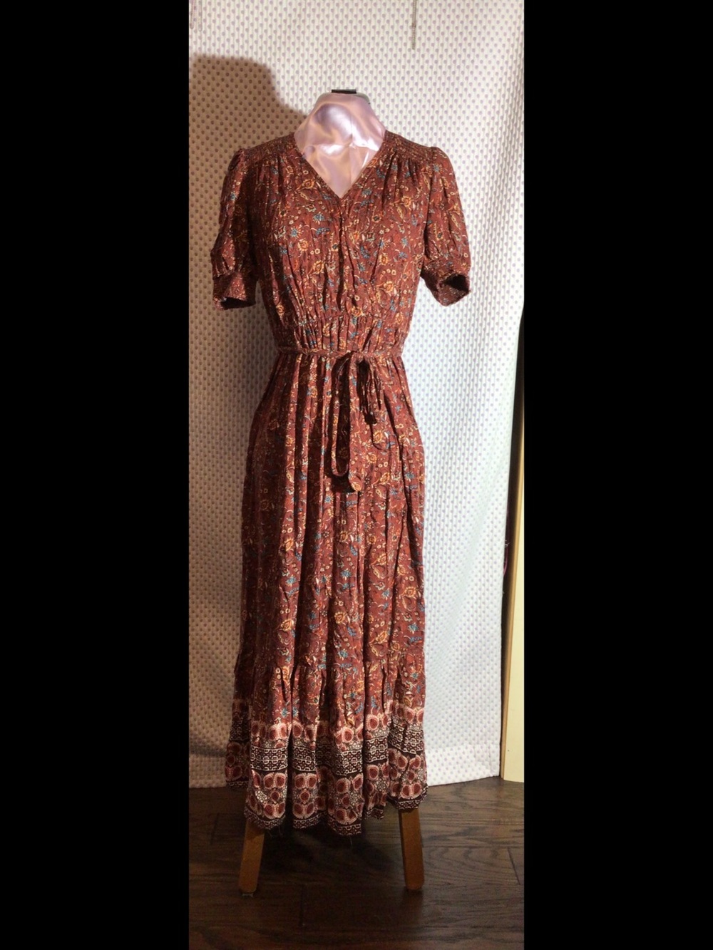Knox Rose Rust Brown Paisley Dress